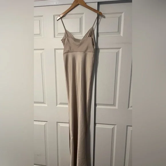 BHLDN Anthropologie Tank Top Maxi Dress Gown Freya Satin Charmeuse Slit Formal - Picture 4 of 6